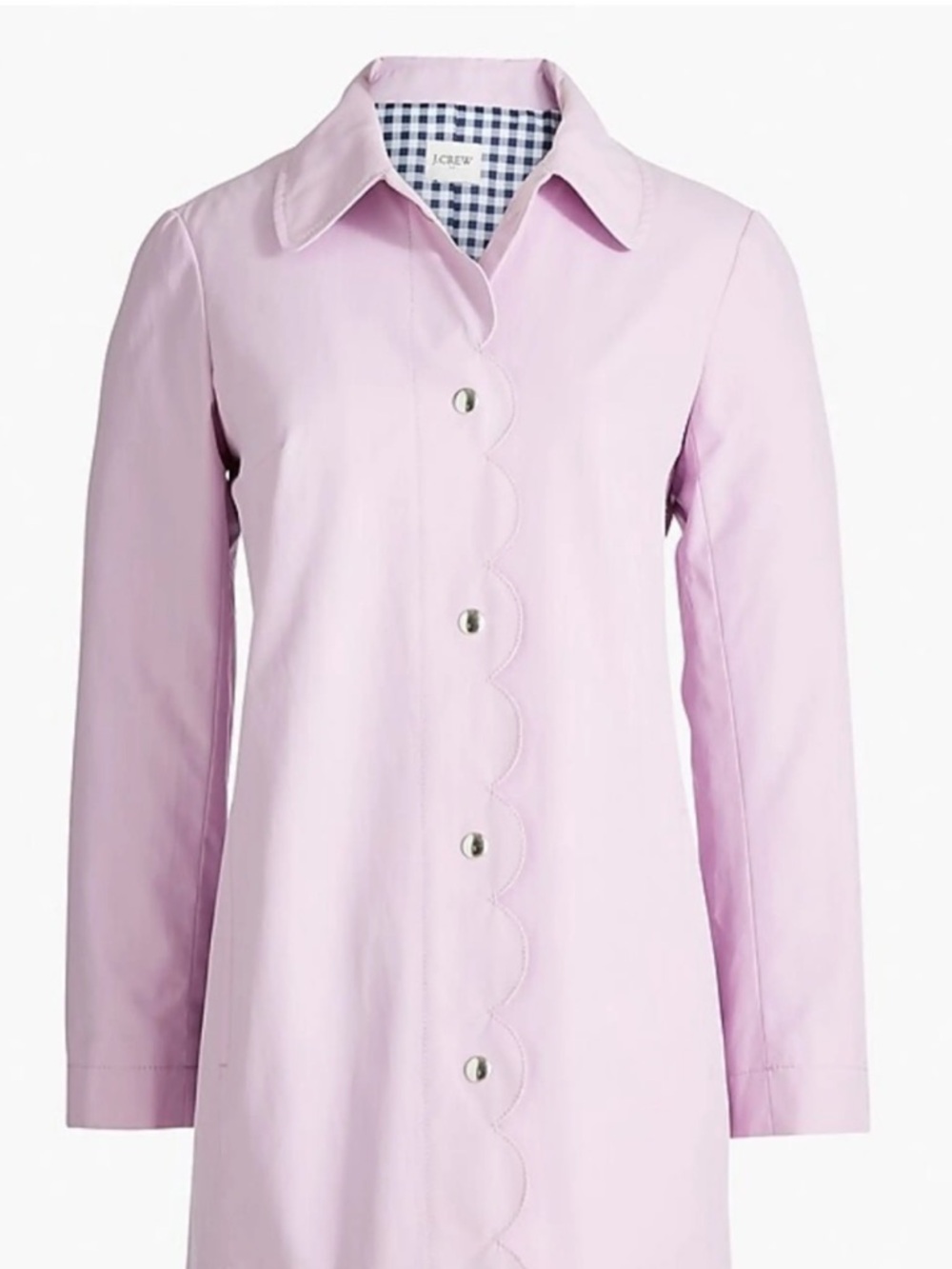 J. Crew Light Lavender Scalloped Trench Coat